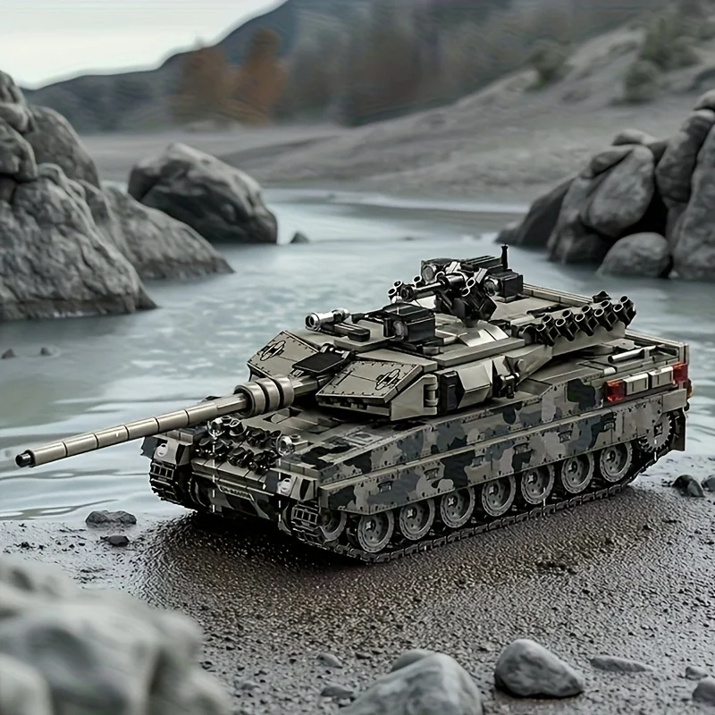 

1009 шт., леопардовые 2A7, тяжелый танк, строительные блоки, прочный набор из АБС-пластика, реалистичный дизайн танка, идеальное Рождество, Хэллоуин, подарок на день рождения