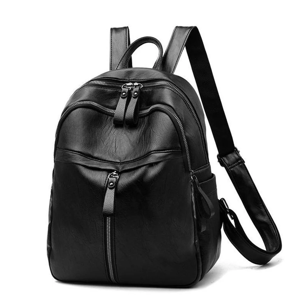 حقائب ظهر مدرسية كلاسيكية للطالبات مصنوعة من جلد البولي يوريثان بلون سادة وسعة كبيرة #2