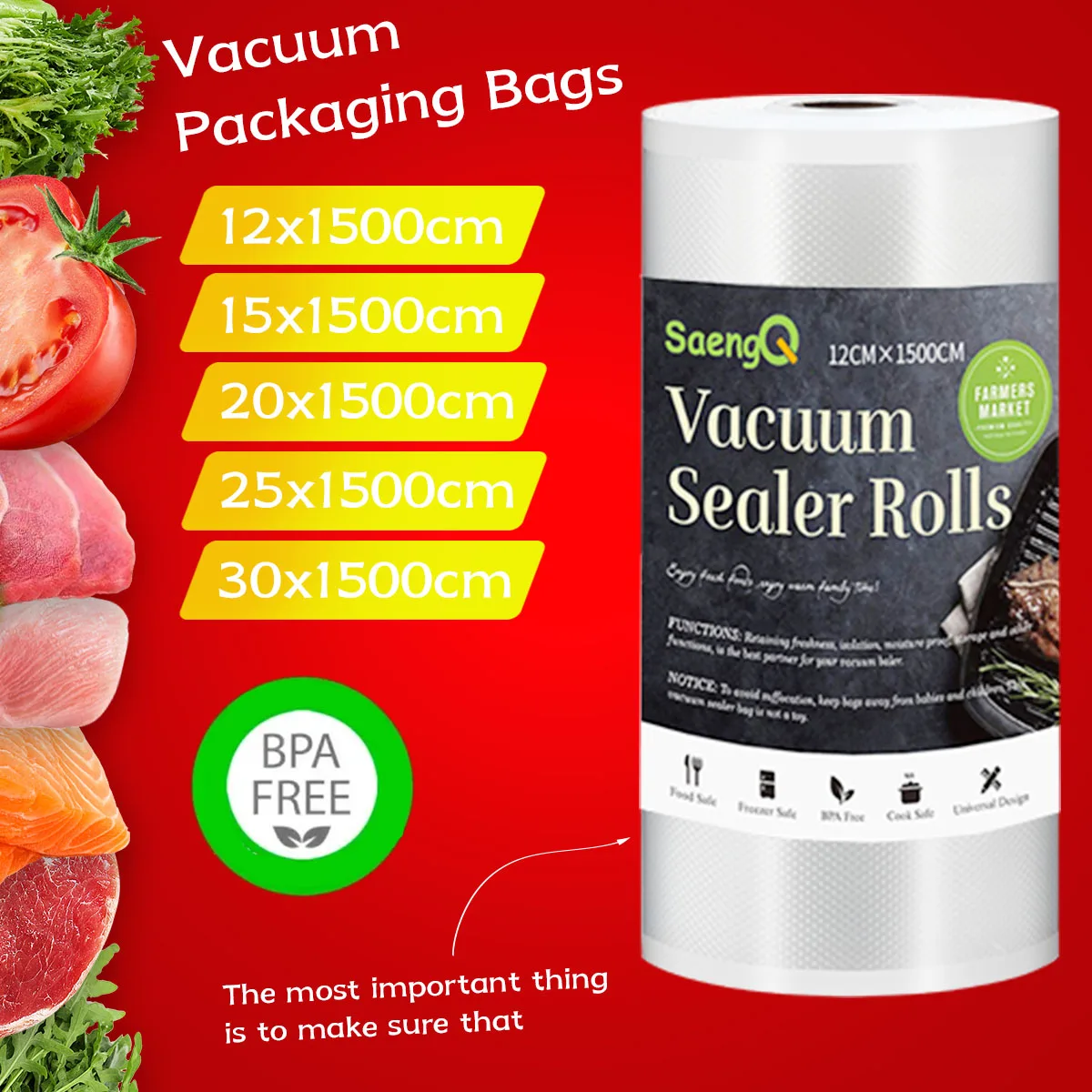 vacuum compression bags, single sided mesh sausage, preserved meat, plastic preservation bag, food vacuum packaging bag, 1 piece