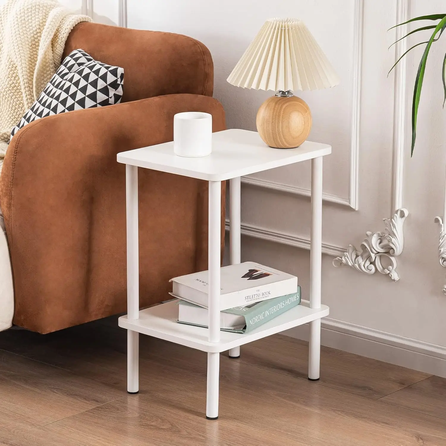

Apicizon 2 Tier End Table Set Of 2, Boho Side Table With Storage Shelf, Nightstand Bedside Table For Small Spaces, Bedroom,