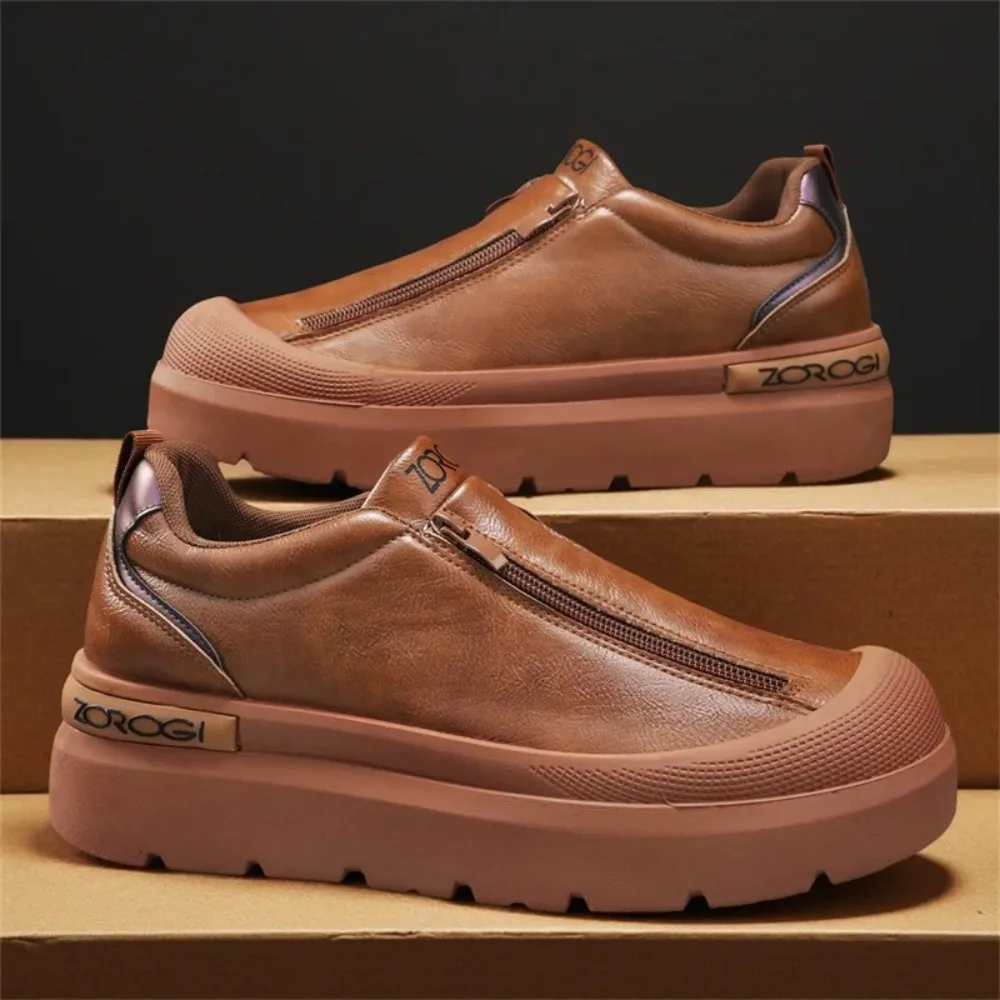 

Front zipper Men's Sneakers Breathable Fashion Soft Comfortable Non Slip Outdoor Preppy Festival Gifts All season Walking Shoes