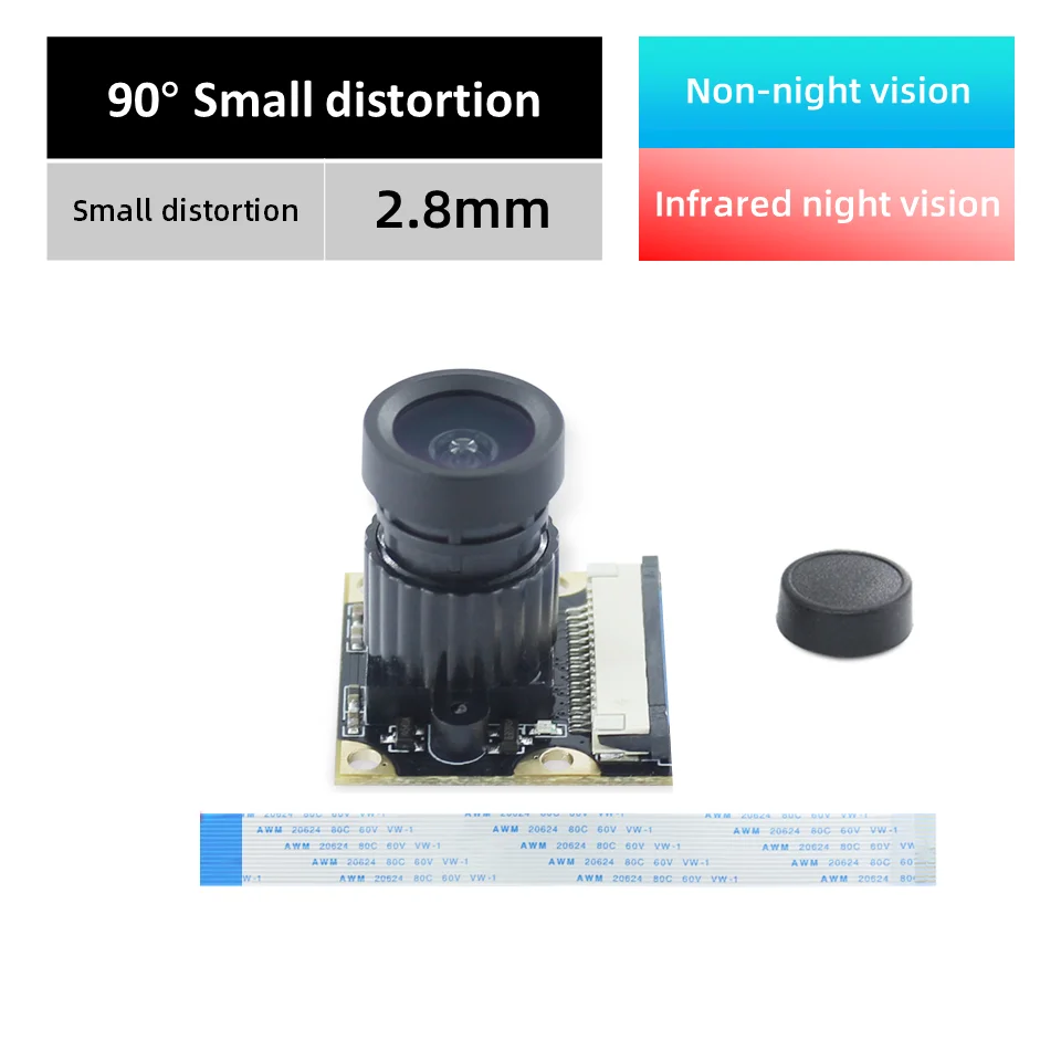 OV5647 Camera Module For Raspberry Pi 5MP 1080p 30fps Night Vision 2.8mm Wide Angle Adjustable Focus Fisheye Lens Module