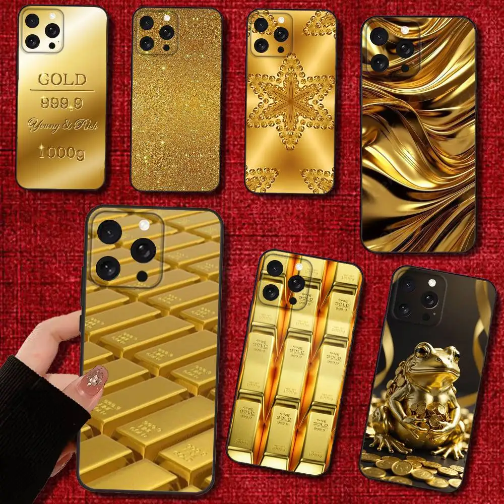 

Money Gold Art Phone Case For iPhone 16e,16,15,14,13,12,11,Pro,X,XS,Max,XR,Plus,Mini Soft Black Cover
