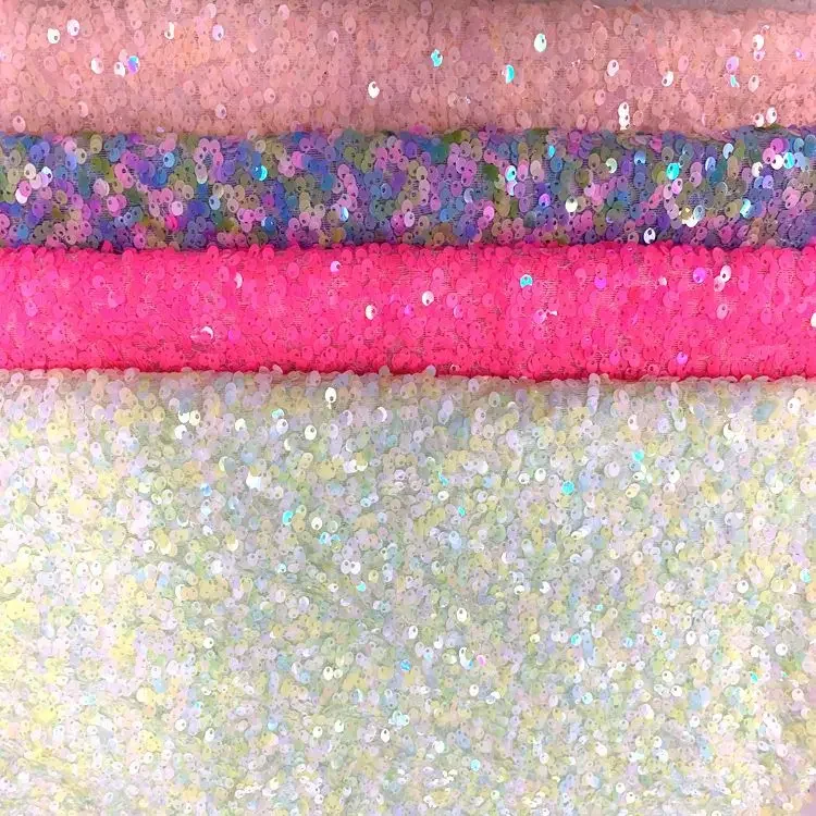 Colored Sequins Macaron Mesh Lace Fabric for Dress Garment