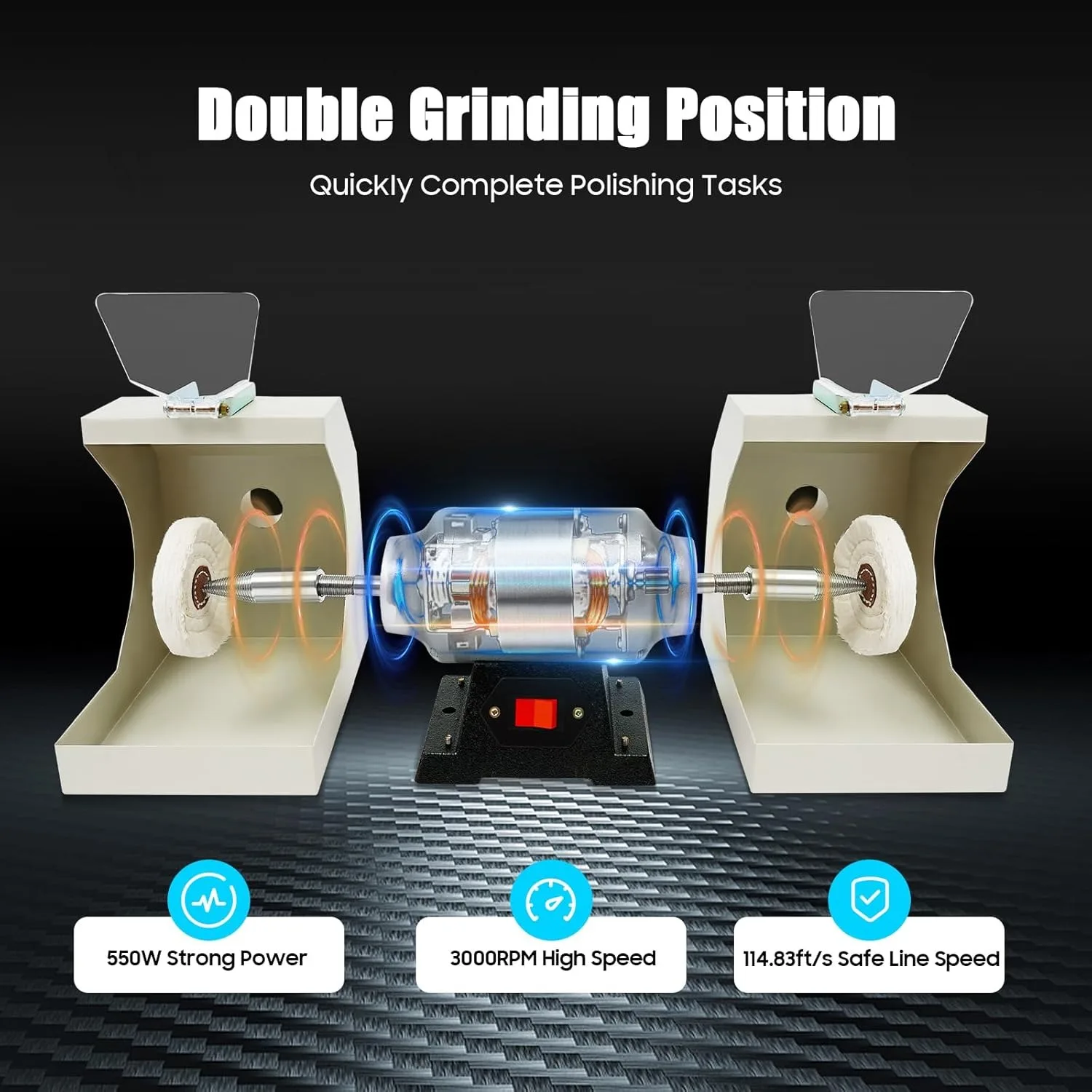 

NEW Dental Polishing Polish Lathe Machine, 110V 550W Dental Lab Bench Buffer Polisher, Lab Equipment Polisher, 3000rpm