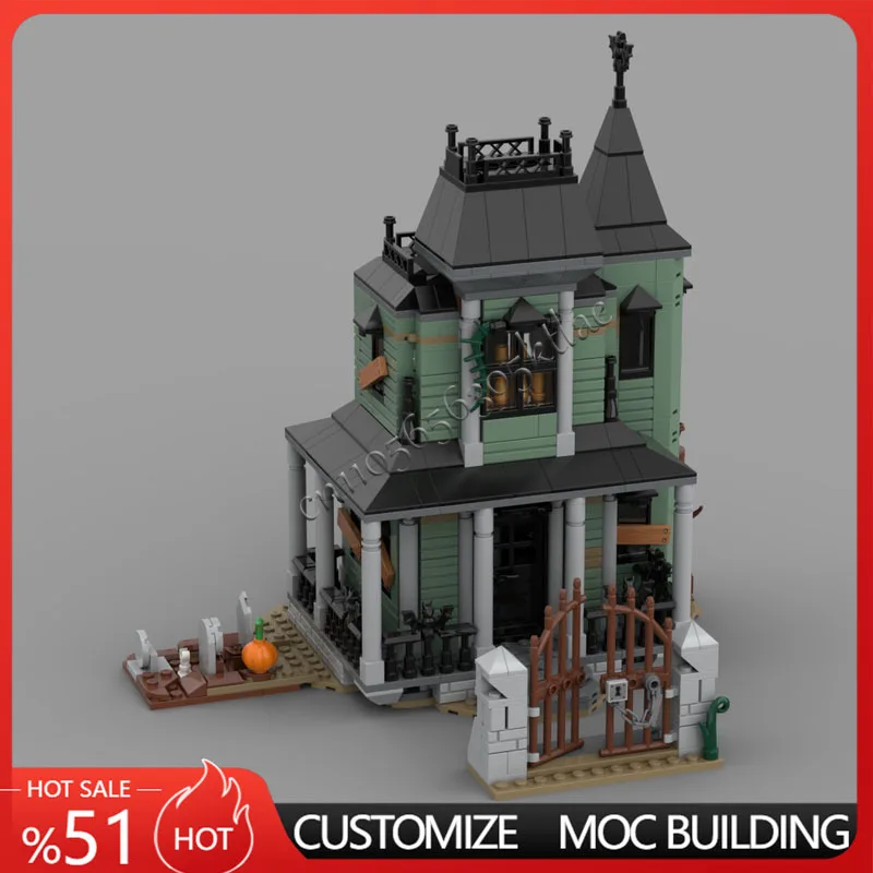 958 Parts MOC Medieval Haunted Mansion Modular Model Building Blocks DIY Sets Education Assembly Bricks Toys Kids Halloween Gift