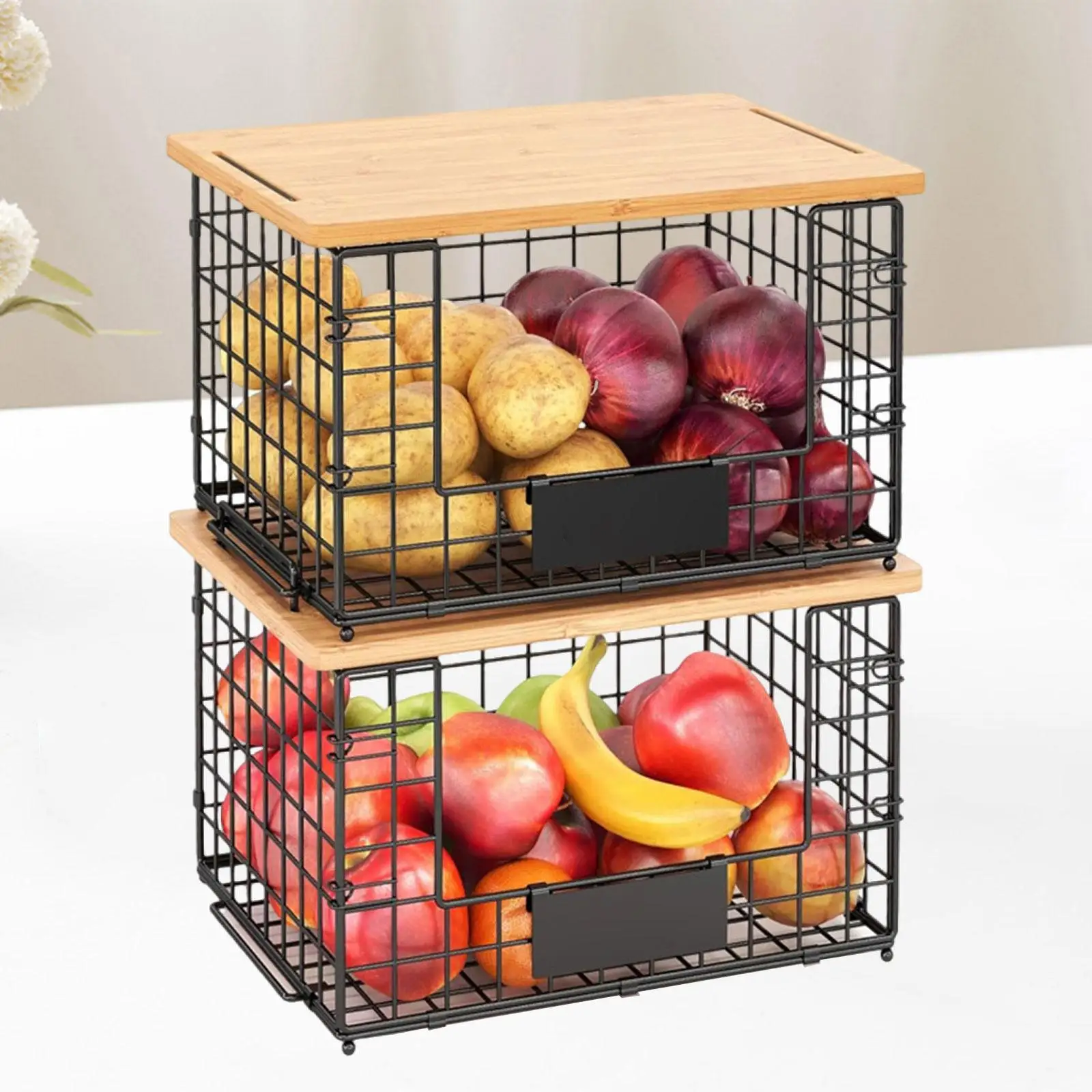 

2 Pieces Countertop Stackable Basket for Kitchen for Kitchen Vegetable Snack
