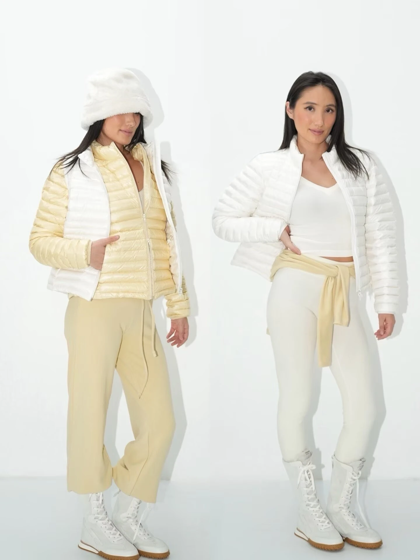 

WellD Women's ort down Jaet Zipper Closure Layering Padded Ribbing Waist Cinching Dual Head Zipper Fall Winter Coat