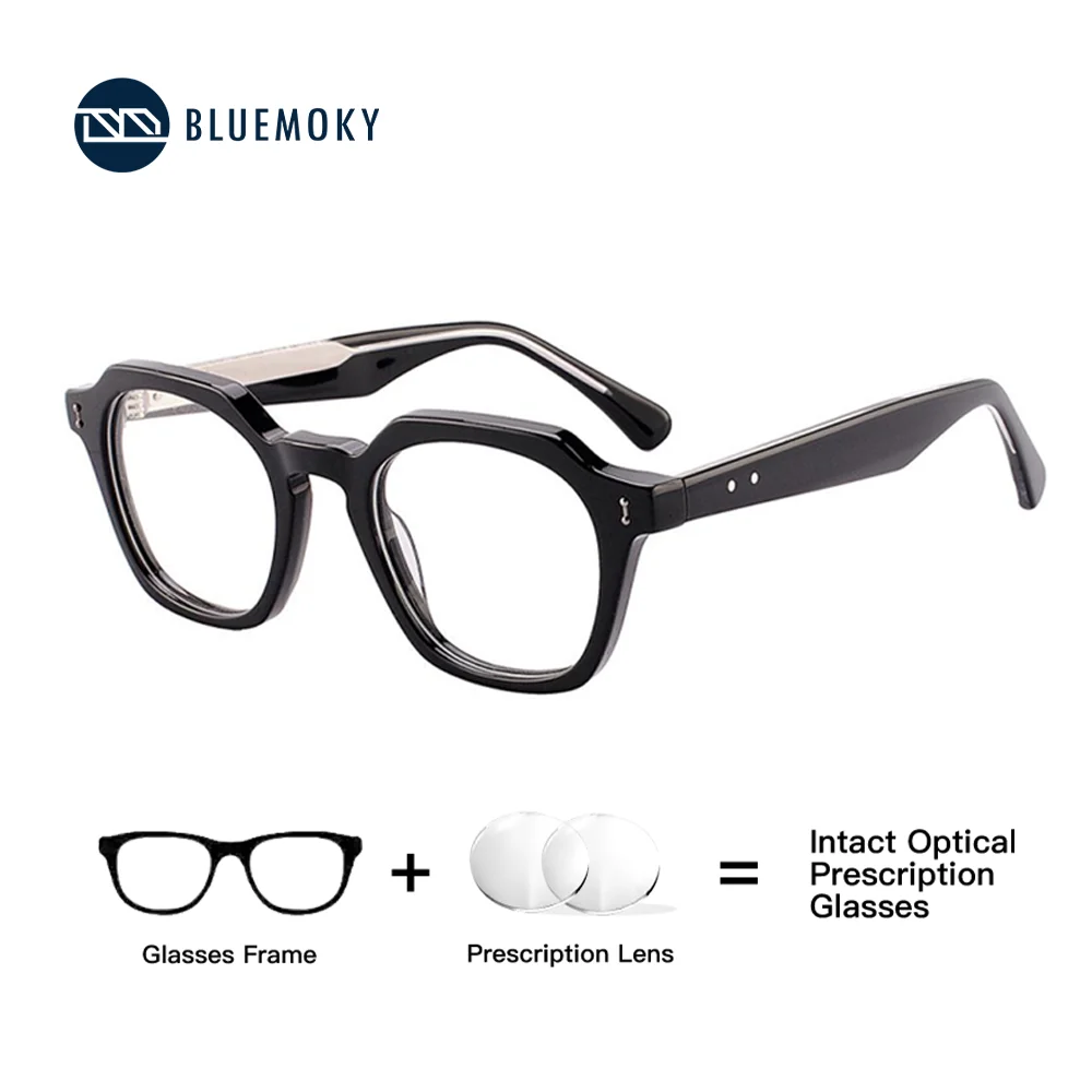 

BLUEMOKY Popular Acetate Polygon Prescription Glasses Stylish Progressive Eyeglasses for Unisex Anti Blue Ray Photochromic