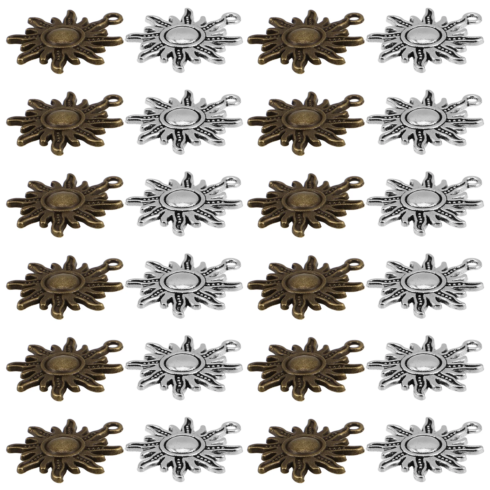 

40 pcs Vintage Handmade Sunburst Charms Alloy Celestial Pendants For Jewelry Making Diy Earrings Necklace Keychain Craft