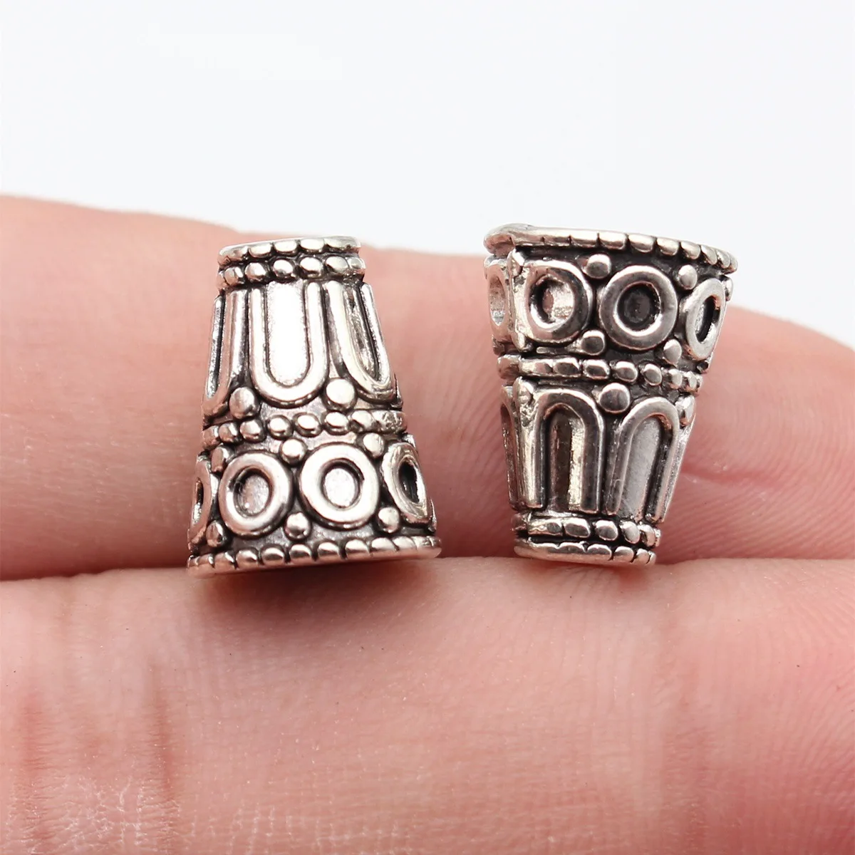 10pcs 15x12x12mm Antique Silver Color Tapered Tassel End Caps Jewelry Materials