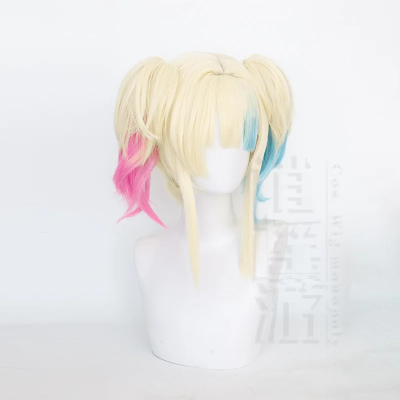 Suicide Squad: Isekai Harley Quinn Cosplay Wig Simulation Scalp Top Tiger Clip Twin Tails Halloween Gift view 2