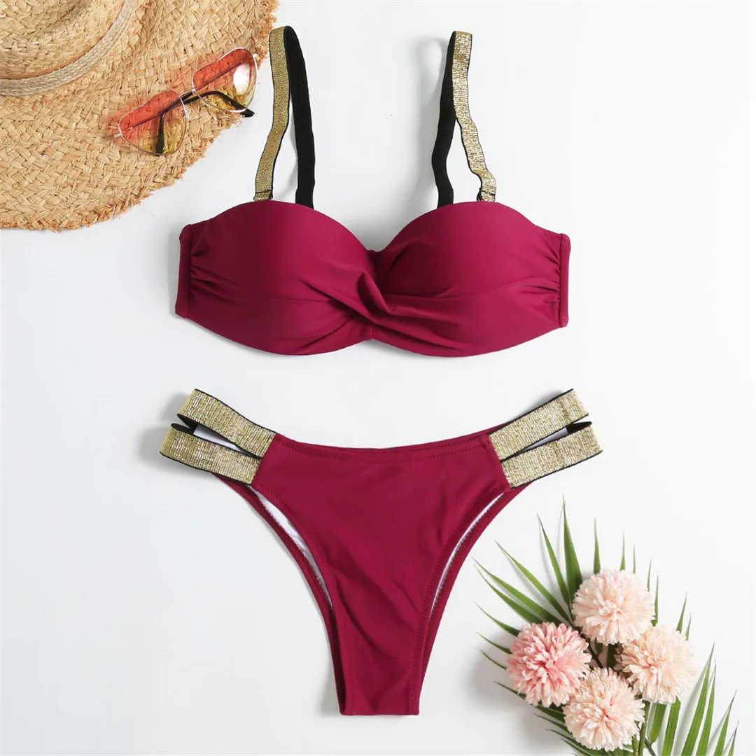 Neuer S - XL BH-Bikini Push-Up-Badeanzug Damen-Bademode Zweiteiliges Bikini-Set mit Cup Bather Badeanzug Schwimmanzug Damen V2310 – Detail 40