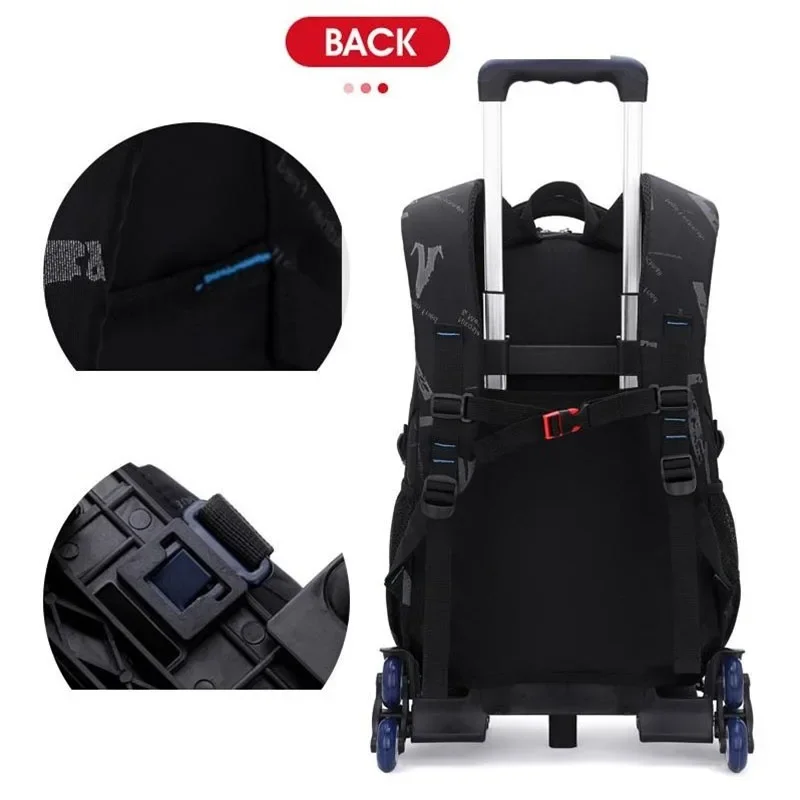 Elementary Trolley Backpack Senior High School Rolling Carry-on Luggage Book Bag with Wheels Bagpack for Teens Bolsa Masculina