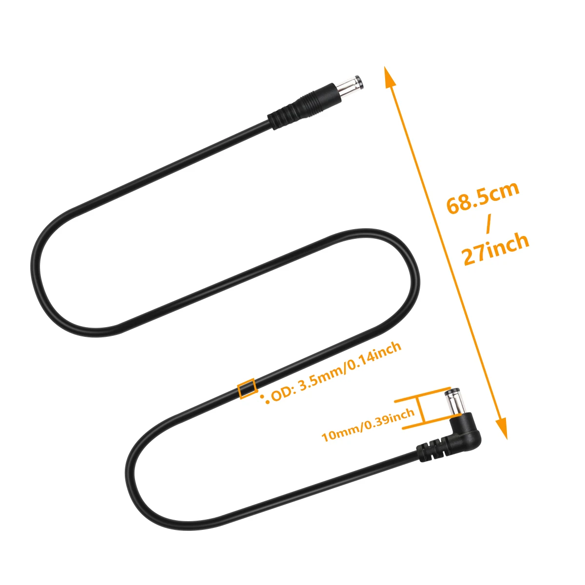 สาย DC สำหรับกีต้าร์เอฟเฟคต์เหยียบ5.5x2.11มม. แจ็คตัวเชื่อมต่อ24 AWG สายกีต้าร์แผ่นจ่ายพลังงาน