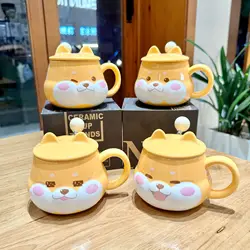 Shiba Inu ceramic cup high appearance level large capacity coffee cup with spoon cute girls children's office home