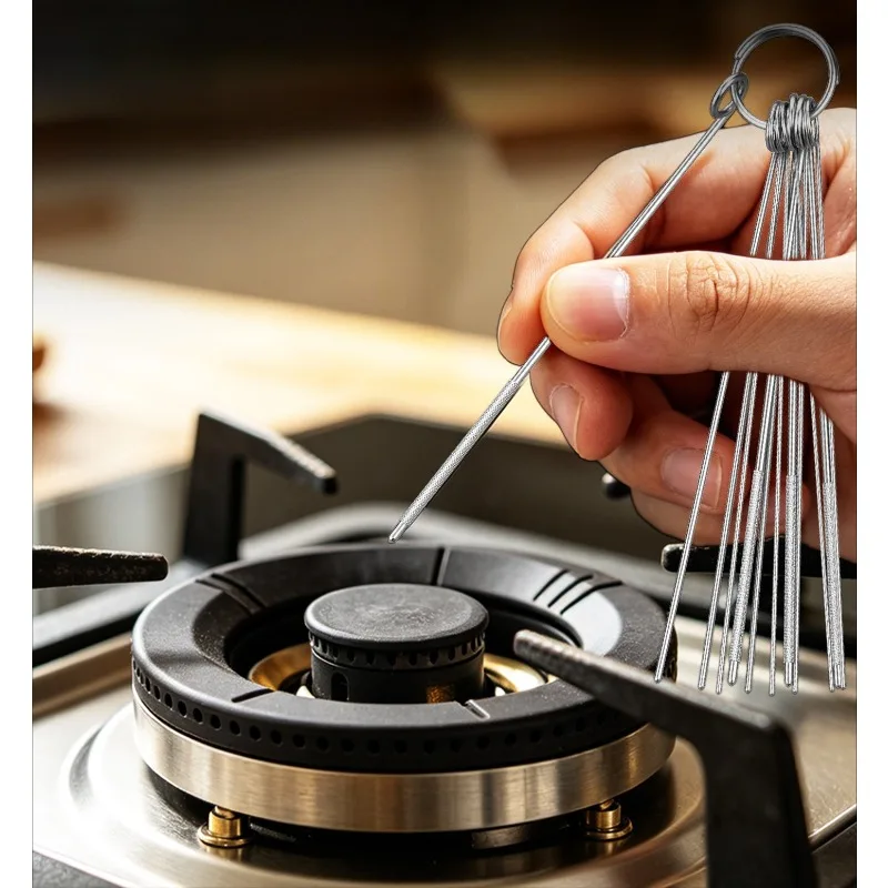 Gas Stove Nozzle Cleaning Needle Set, Ultra Fine Unclogging Pins, Home Cooker Burner Hole Dredge Needles for Blockage Removal