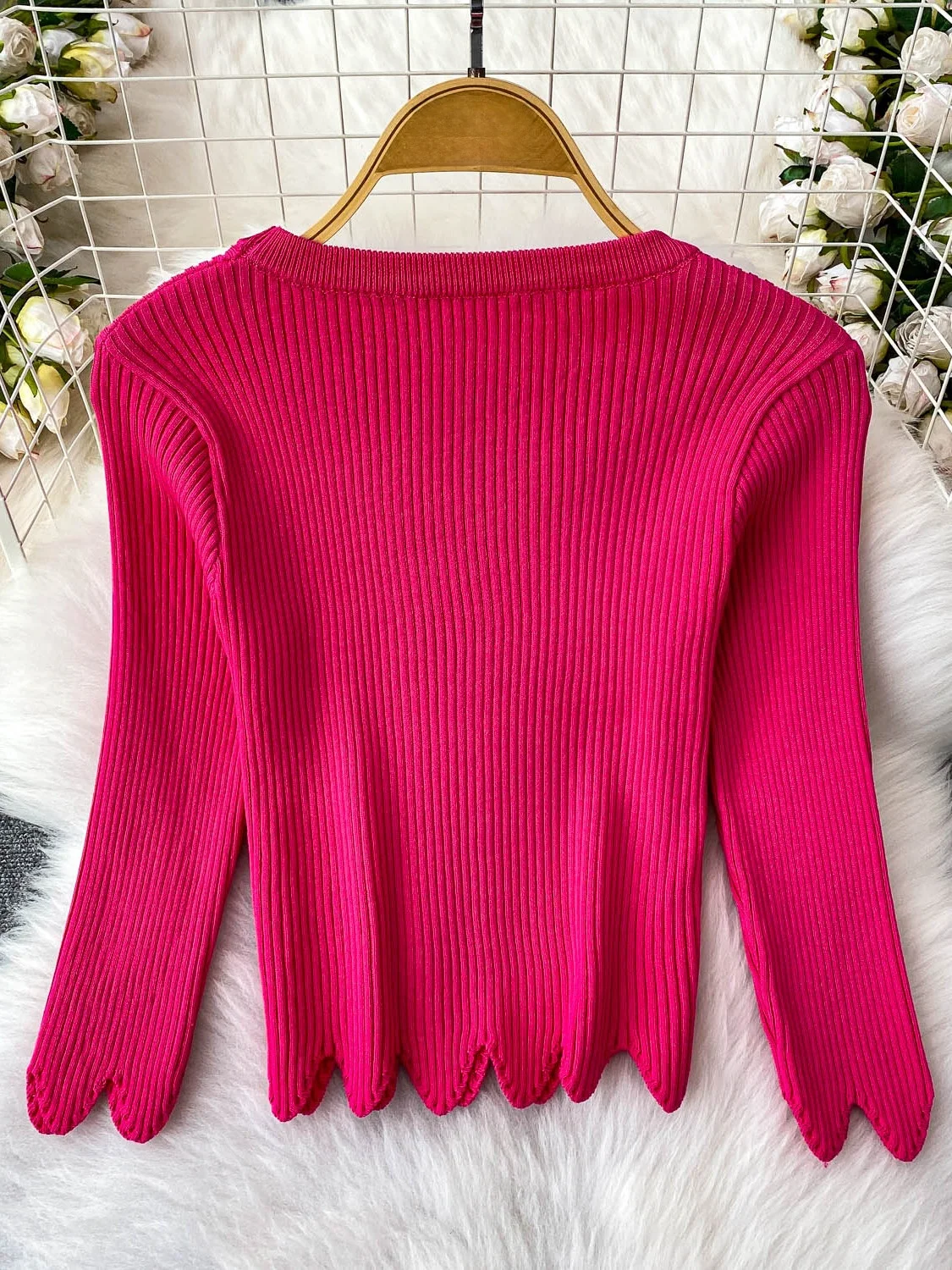 

2025 New Pure Color Knitted Sweater Women's Ele Design ort Sve Long round Ne Base irt Korean Sle Loose Fit Ice...