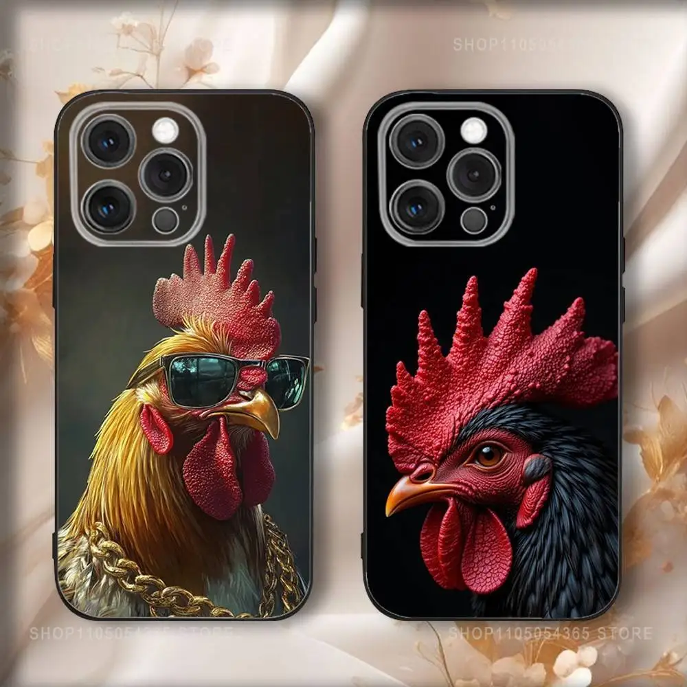 

Cool Animal Rooster Phone Case For iPhone 17,16,15,14,13,12,11,Pro,Max,Plus,Air,X,XS,XR,SE,8,7,Mini,Soft Black Funda