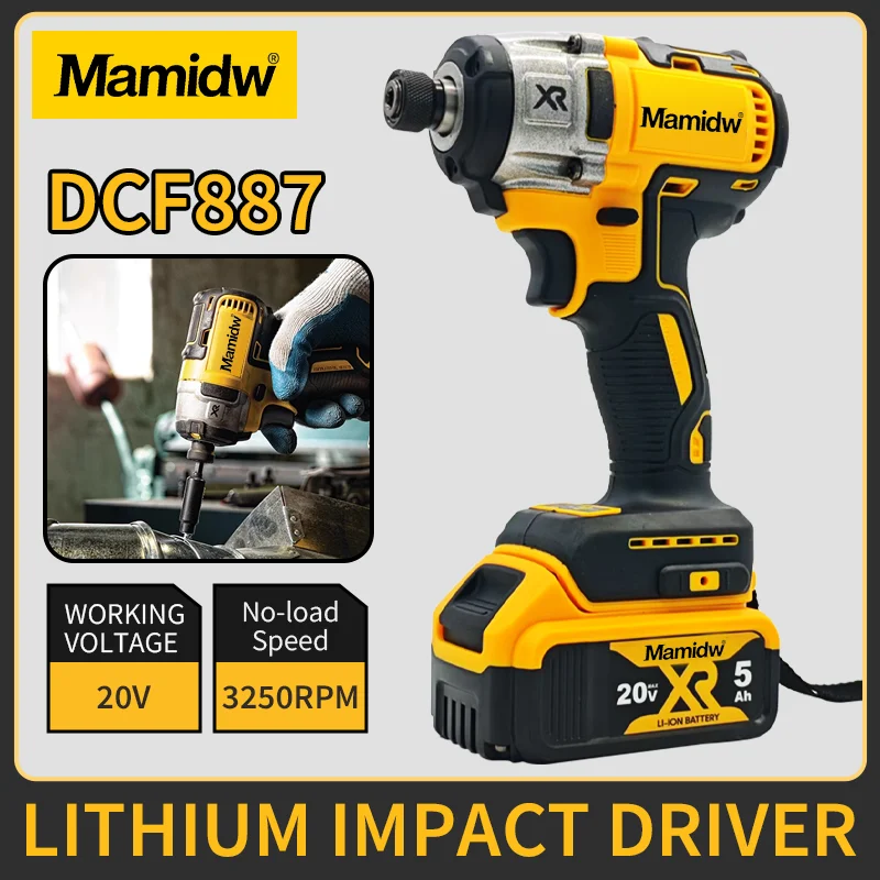 

Mamidw 3250RPM Electric Impact Driver Drill 3 Speed Brushless Motor Electric Screwdriver 20V Power Tools For Dewalt Battery PIN