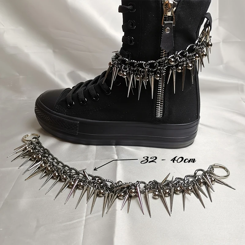 2PCS Punk Riveted Tassel Chain Boots High Heels DIY Fashion Accessories Heavy Shoe Chain Stylish And Durable Detachable Jewelry