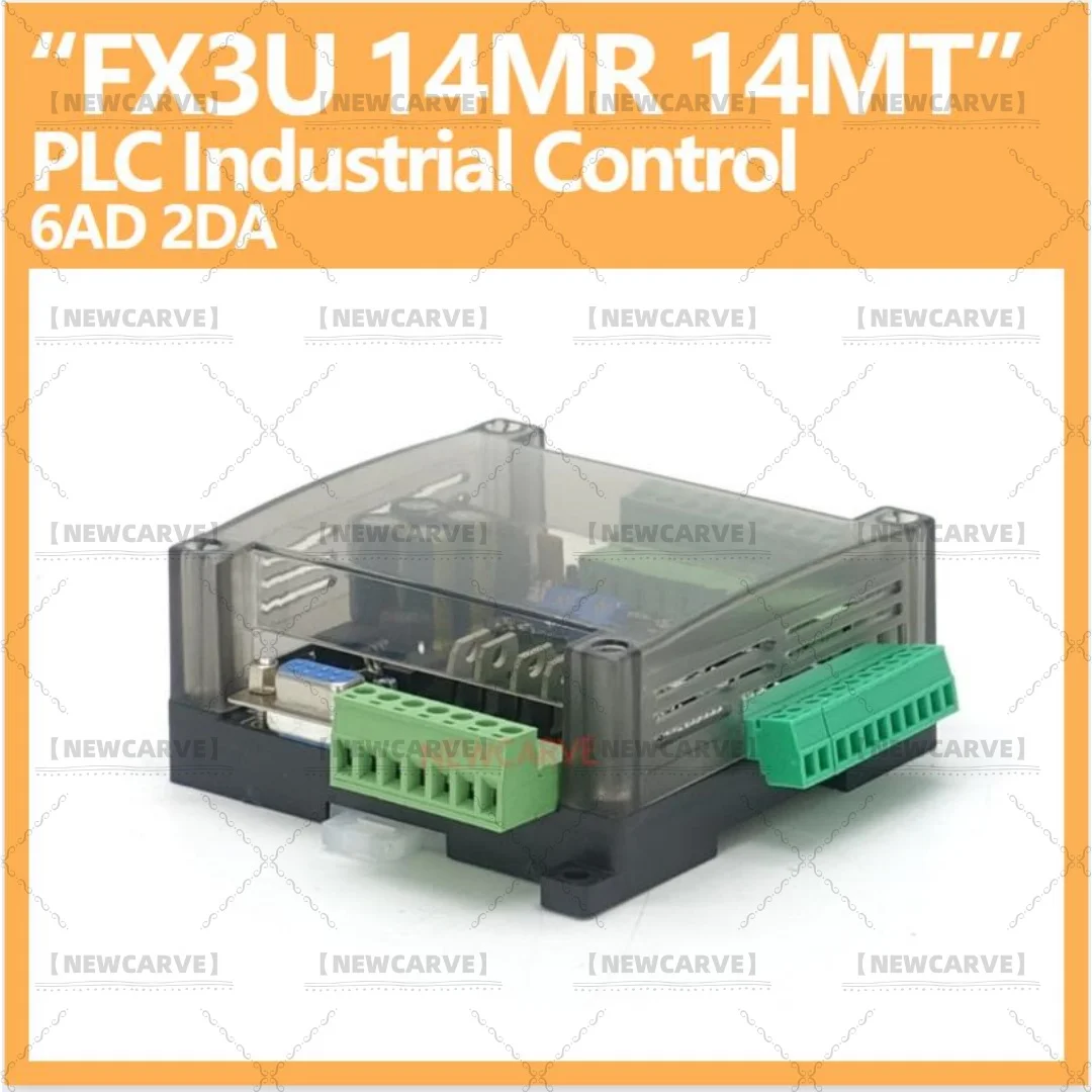 Plc Industriële Control Board FX3U-14MR FX3U-14MT 8 Ingang 6 Uitgang 6AD 2DA En RS485 Compatibel Met FX1N En FX2N Newcarve