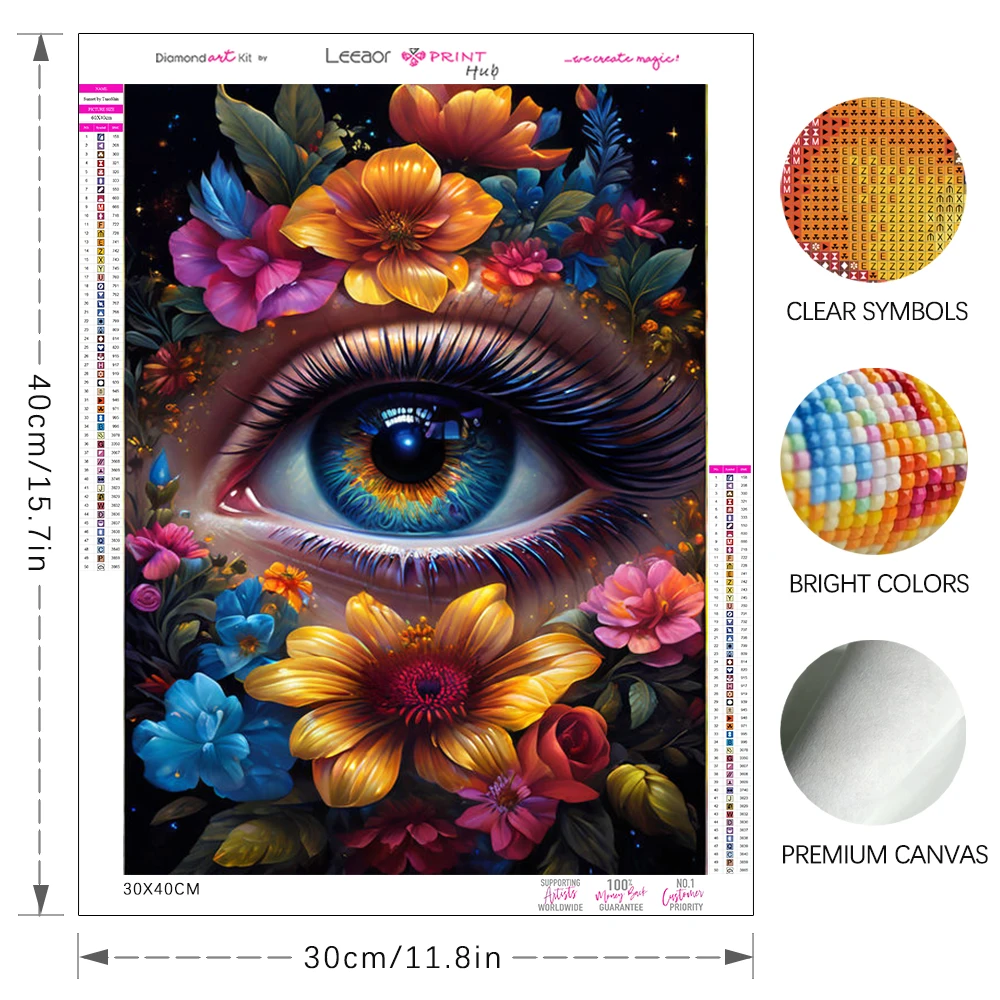 Flowers And Eyes Diamond Painting Abstract Art Series Rhinestone Mosaic Cross Stitch Kit Colorful Landscape Home Handmade Decor