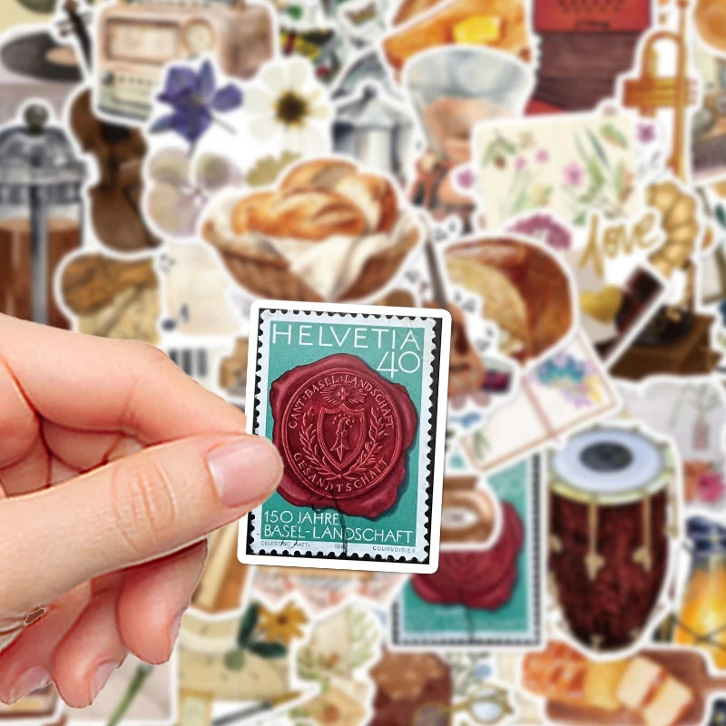 

50PCS Time Memory Retro Planner Stickers INS Aesthetics Notebook Suitcase Water Cup Graffiti Waterproof Sticker Kids Toys Gift