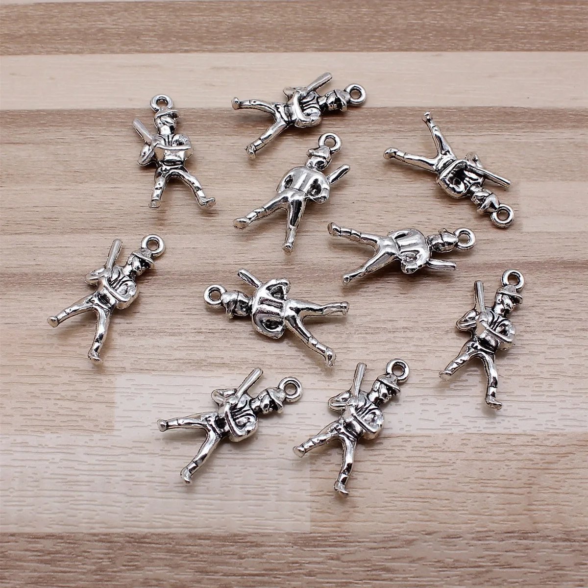 IFOCUS 10pcs/Lot Baseball Player Charms For DIY Jewelry Making Zinc Alloy 25x12mm/0.98x0.47inch
