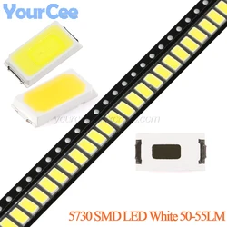500pcs/50pcs 5730 Type SMD LED High Bright Light Emitting Diode White Warm White Lamp Light Beads 50-55LM