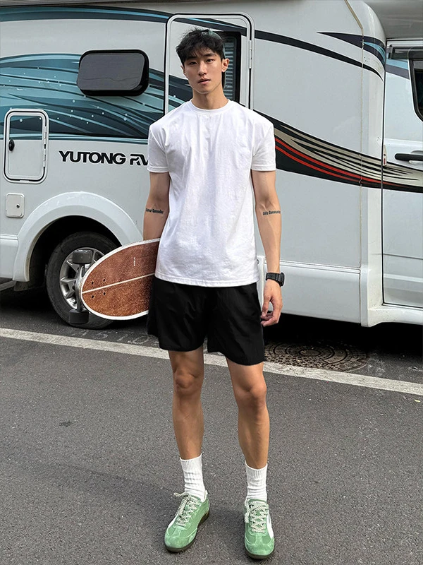 

Bla Qui-Dry Sports orts for Men Summer Thin Ice Silk Outdoor Running Baskeall Casual Beach Pants Loose Fit Elastic Waist