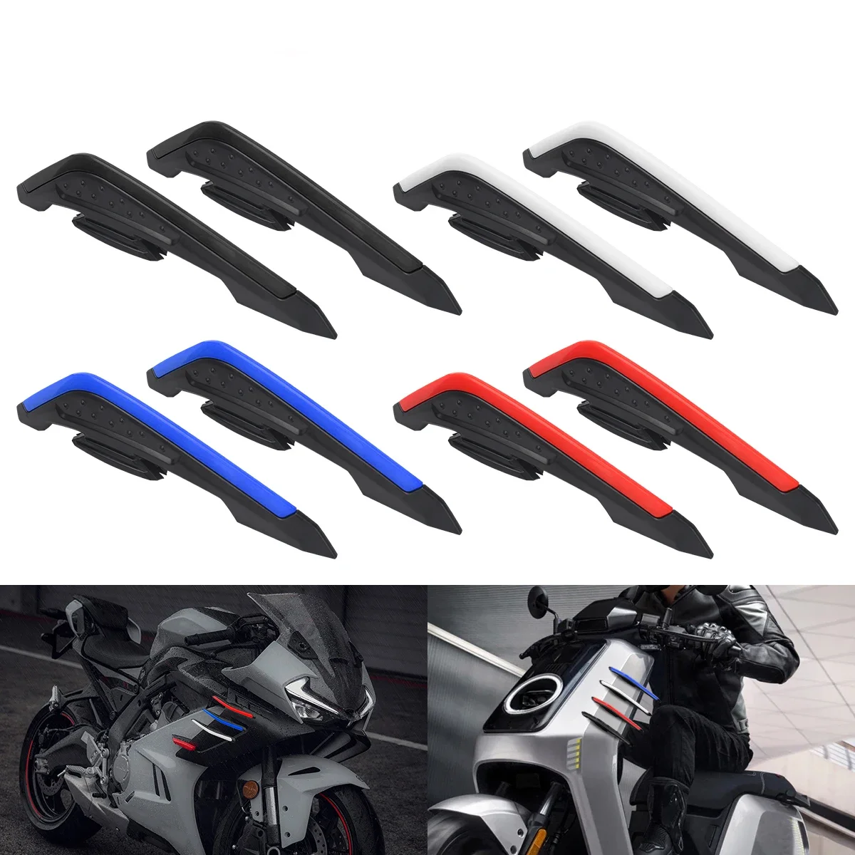 1 Pair Universal Motorcycle Winglet Aerodynamic Spoiler Dynamic Wing Decoration Sticker For Motorcycles E-bikes Scooters ATV UTV