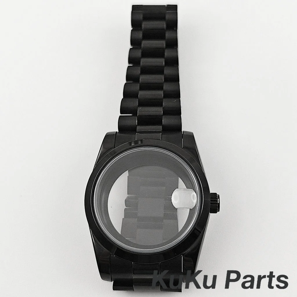 NH35 PVD الأسود 36 مللي متر/40 مللي متر الرئاسية سوار الياقوت ساعة كريستال الحال بالنسبة NH34 NH35 NH36 NH38 NH70 PT5000 ETA2824 حركة