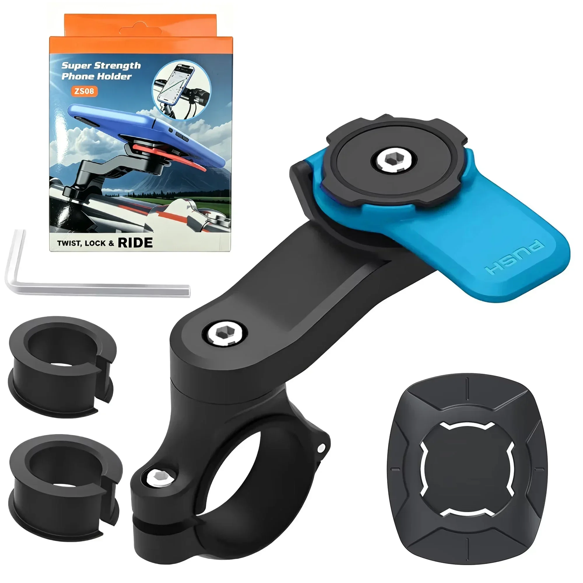 Motorrad-Lenkerhalterung, Universelle Fahrrad-Handyhalterung, MTB-Handyhalterung, Abnehmbar & Universell 360° Drehbar ° Drehbar – Detail 1