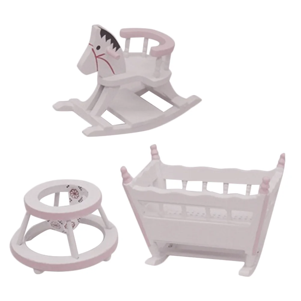 

Children's Room Furniture Mini Toys Dollhouse Rocking Horse Chair Bassinet Miniature Decor