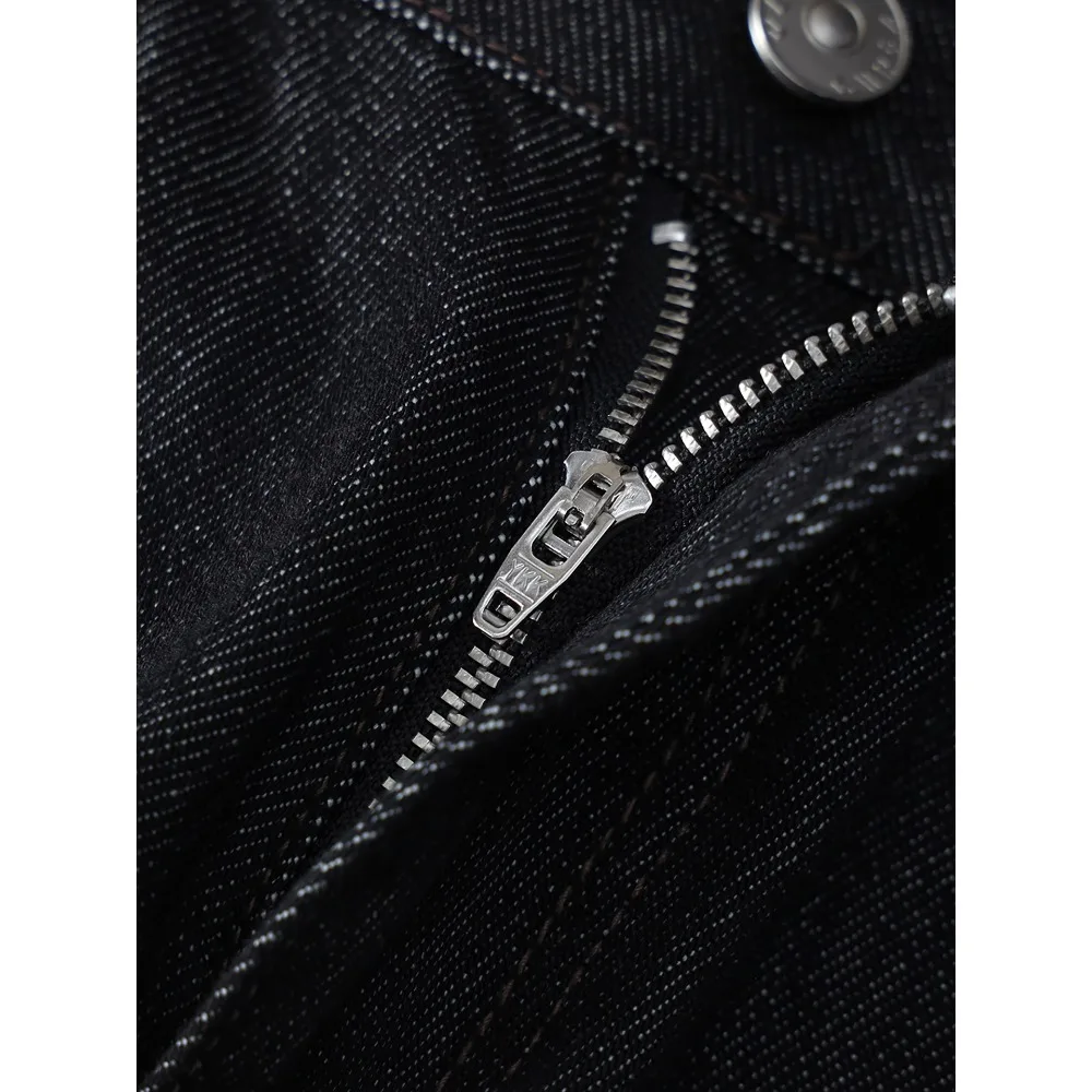 秋のメンズ向け、色褪せにくいルーズストレートカジュアルジーンズ、レトロでシンプルな原色ジーンズ