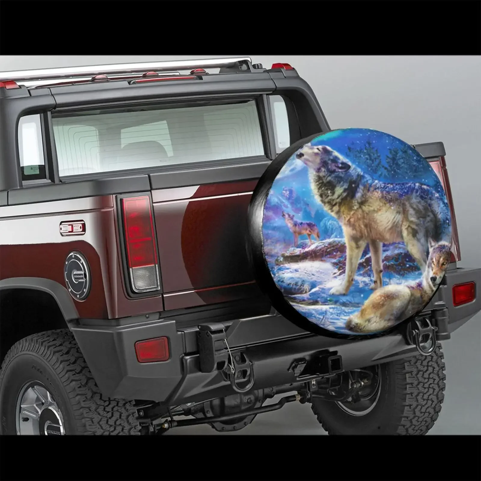 3D Wolf Animal Spare Tire Cover Waterproof Dustproof Sun Wheel Tire Cover For , Trailer,  SUV Vehicle Anime Tire Cover