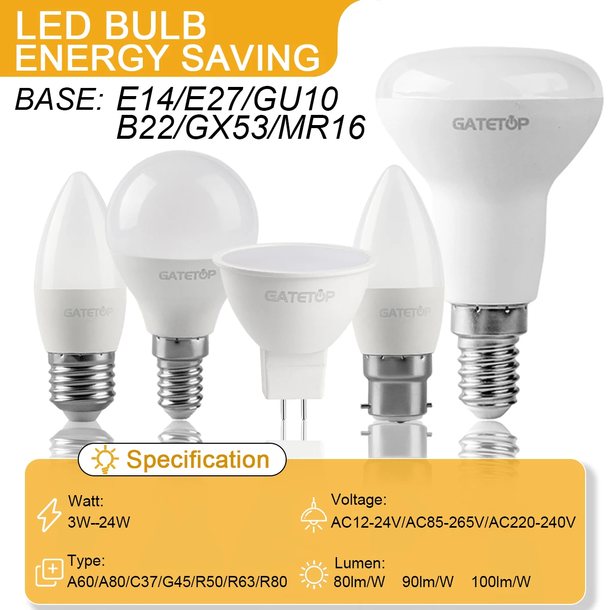 

2PCS GU10 MR16 GX53 LED Spotlight Bulbs AC220-240V 3W 5W 9W 15W Energy Saving E27 E14 B22 High Light Efficiency