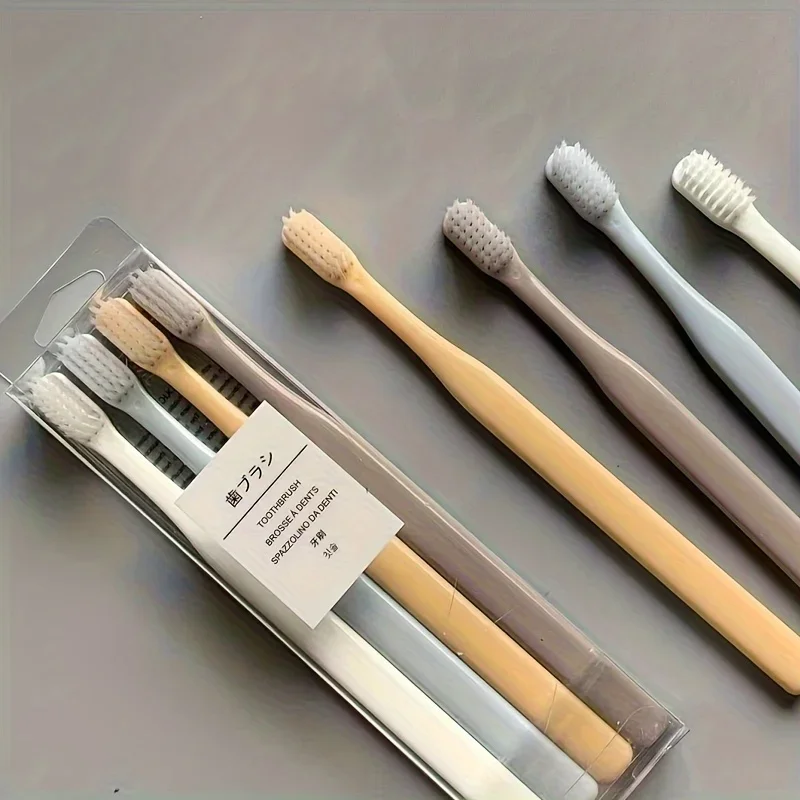 4pcs/box Macaron Japanese Toothbrush - Soft Bristle, Adult Small-headed, Disposable Household Manual Toothbrush