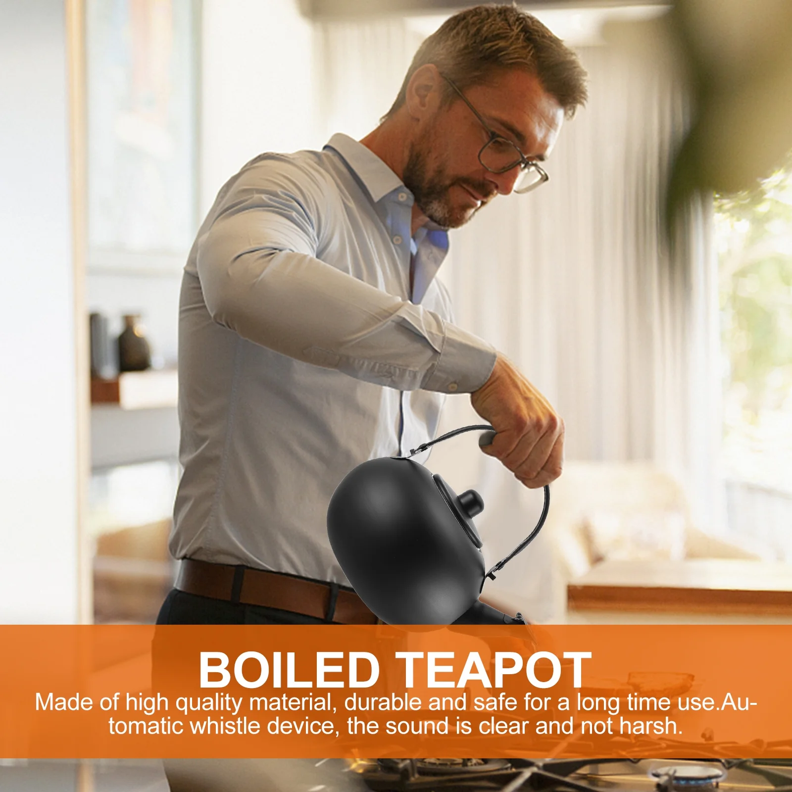 

Stainless Steel Tea Kettle Household Water Boiling Kettle Portable Lightweight Ideal for Tea Coffee Oatmeal Hot Drinks