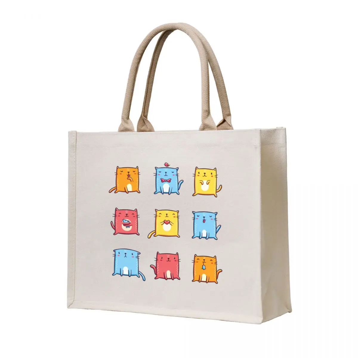 

Colorful Cats Seamless Pattern Tote Bag custom tote bag Women's shopper shopping bag logo