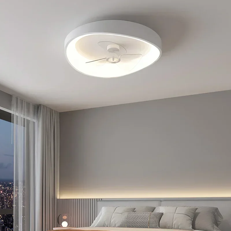 

Nordic Simple Bedroom Led Ceiling Fan Lamp Modern White Round Lustre Study Living Lamp Pendant Fans Light Home Decor Fixtures