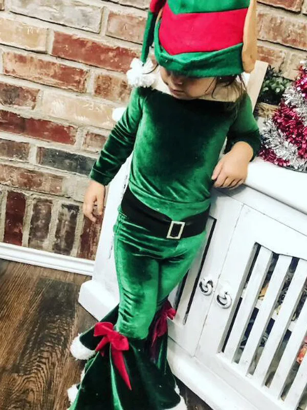 Chrismas Costume For Kids Boys Girls 3-piece Long Sleeve Top Fleece Pants Xmas Outfits New Year Kids Santa Claus Xmas Clothes