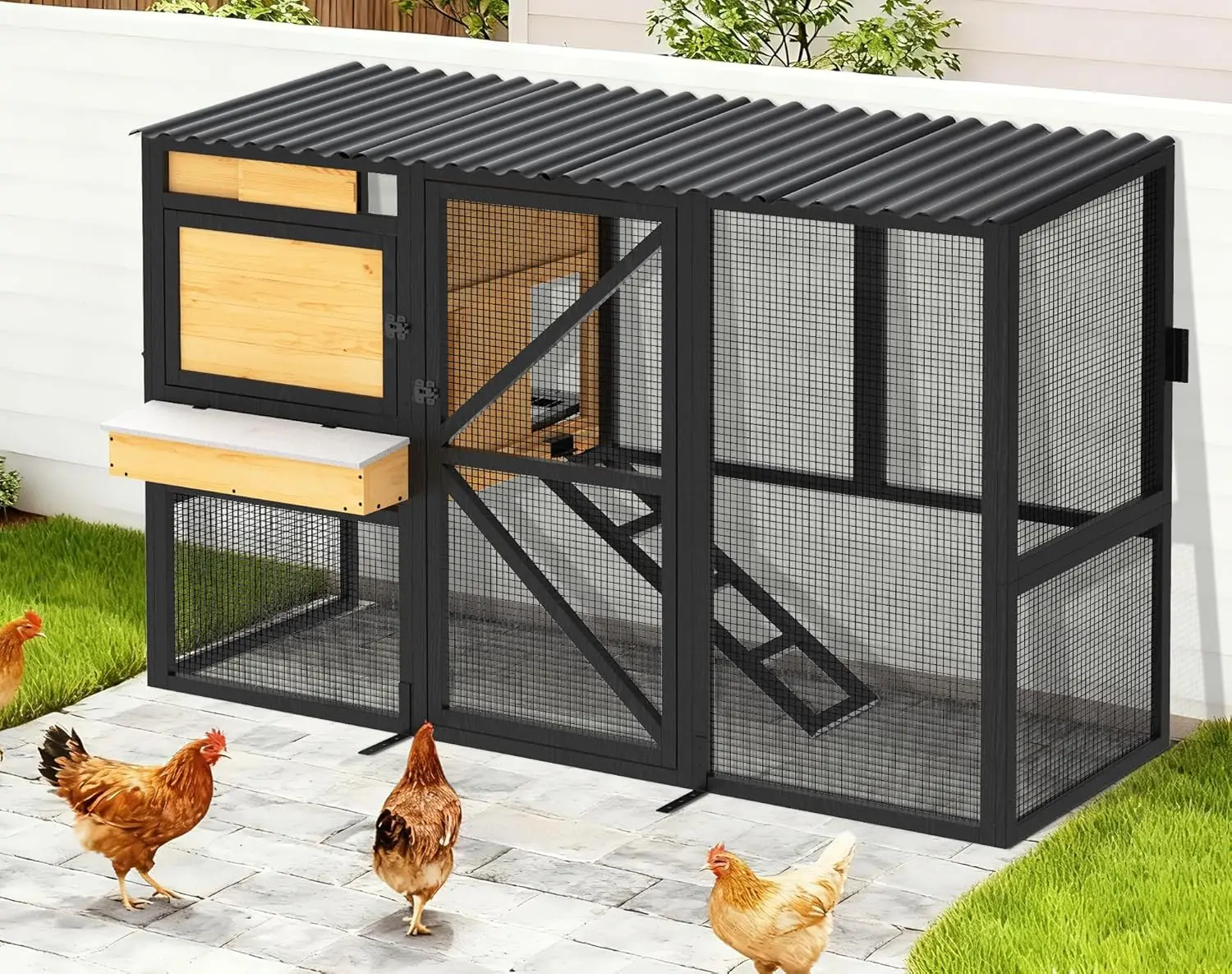 

Большой курятник для 2-4 кур, настенный курятник с 3 сторонами, деревянный домик для кур с гнездовым ящиком, на заказ