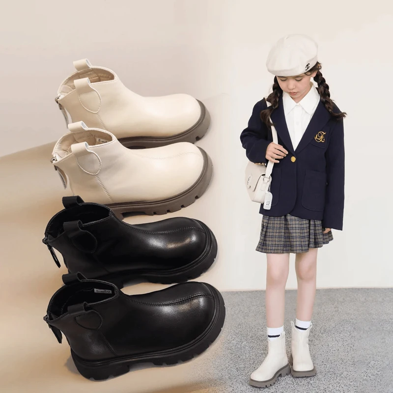 

2025 Winter New Children's Short Boots for Girls Comfortable Thick Bottom Fashion Round Head Keep Warm Short Boots