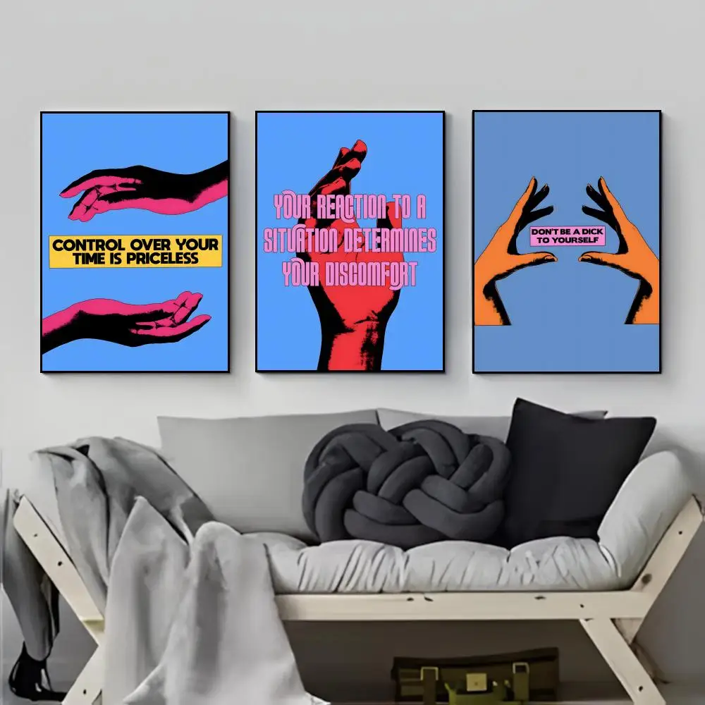 Abstract Finger Text Art Drawing Poster Poster HD  Waterproof Wall Sticker Bar Living Room Decor Gift