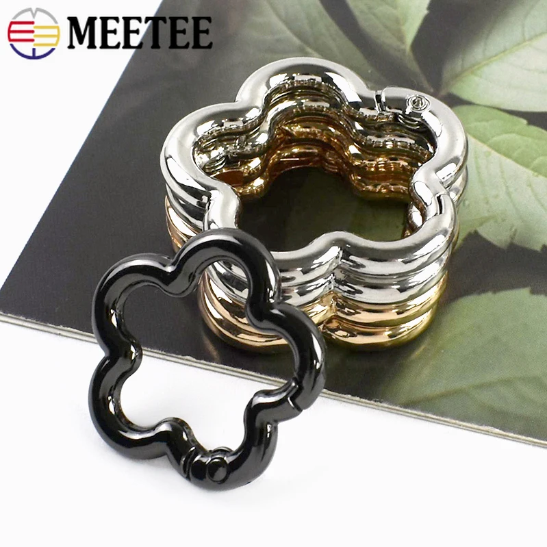 

5/10Pcs 3.5/4mm Flower Openable Snap Hook Keychain Carabiner Clip Clasp Garment Decor Spring Metal Buckles Hardware Accessories