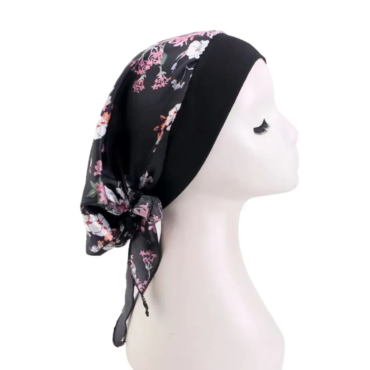 

Elastic Printed Headscarf Pre-Tied Muslim Female Turban Chemotherapy Cap Hair Loss Cover Stretchy Head Wrap Bandana for Women