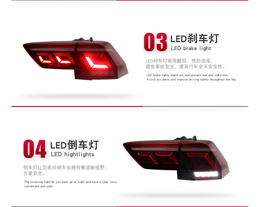 LED Tail Light For Volkswagen Tiguan 2017-2022 Dynamic Highlight Rear Lamp