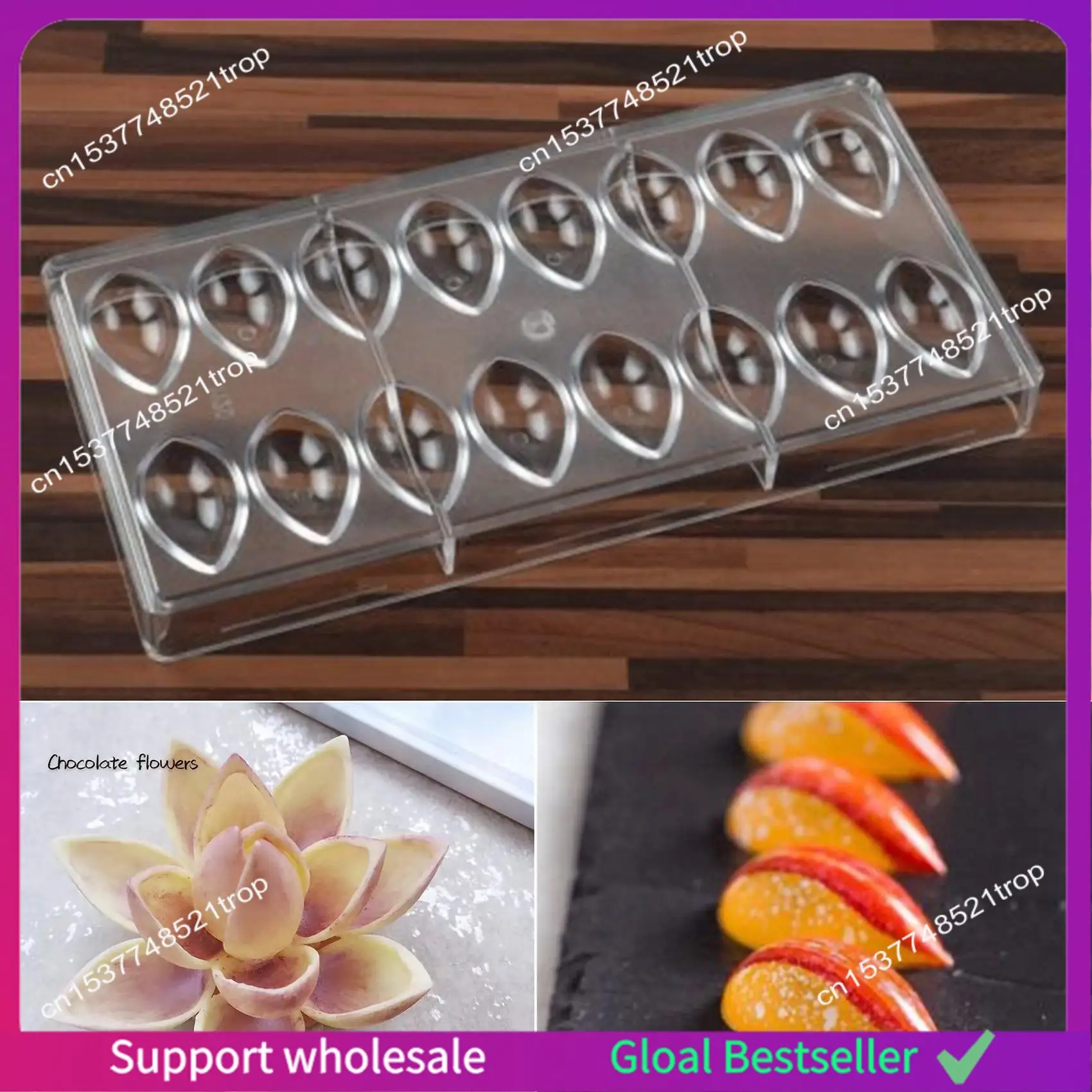 A38M forma de loto PC molde de policarbonato para Chocolate 3D molde de Chocolate para alimentos herramientas de cocina herramientas de molde para hornear